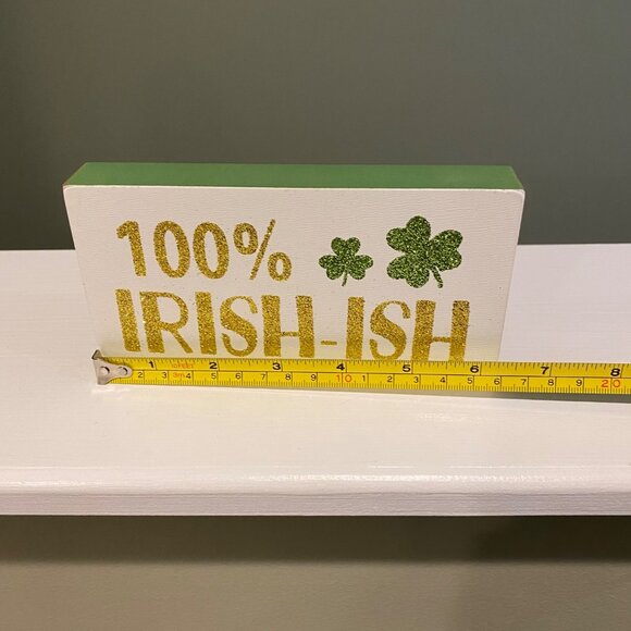 100% IRISH-ISH St. Patricks Day Decoration Glitter Shamrocks tiered tray Irish - Picture 2 of 5